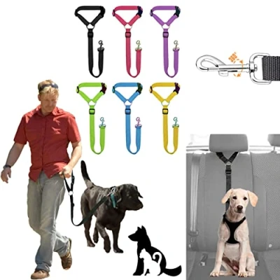Image of Dog Cat Pet Car Seat Leash Lead Adjustable Belt Harness Travel Safety Clip Strap (Black)