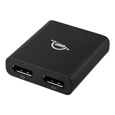 Image of OWC Thunderbolt 3 Dual DisplayPort Adapter, Single display up to 8K @ 30Hz, 4K 60Hz, with 1.4 tachnology, DSC compatible, .7 meter cable