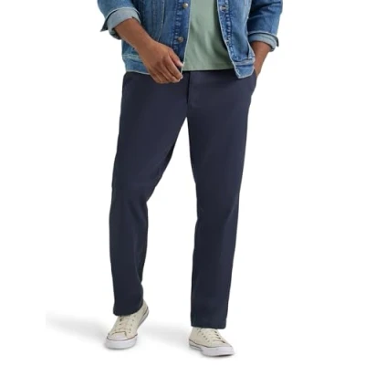 Image of Lee Men&#039;s Big &amp; Tall Extreme Motion Flat Front Relaxed Taper Pant, Navy, 44W x 28L