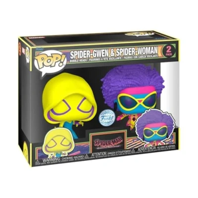 Image of Funko Pop! Spider Man: Across The Verse Gwen &amp; Woman Blacklight 2 Pack