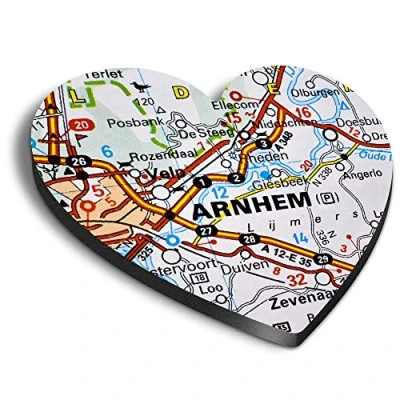 Image of 1 x Heart MDF Magnets Arnhem City Netherlands Holland Travel Map 44150