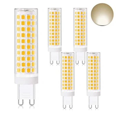 Image of HHZY G9 LED Bulb Non Dimmable, 12W Equivalent To 120W Halogen Bulbs, Light Bulb, 1200LM, AC 120V 240V, No Flicker, Capsule Lamps Energy Saving 5 Pack,Warm White 3000K