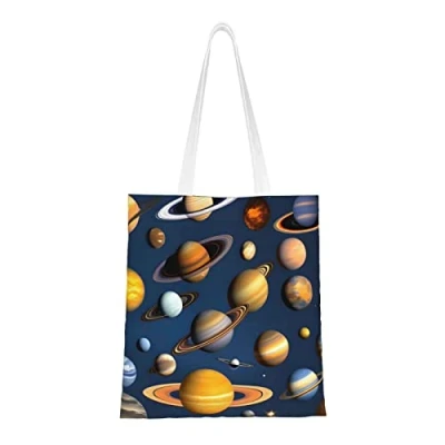Image of NALoRa Solar System Planetscanvas Tote Bags, Shopping Bags,*# Reusable Bags For Promotions, Shopping, Events Daily Use
