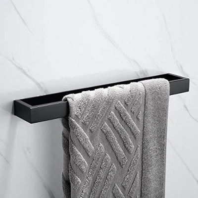 Image of Celbon 30cm Self Adhesive Bathroom Towel Bar Holder SUS Stainless Steel Rail Without Drilling for Kitchen Black Surface