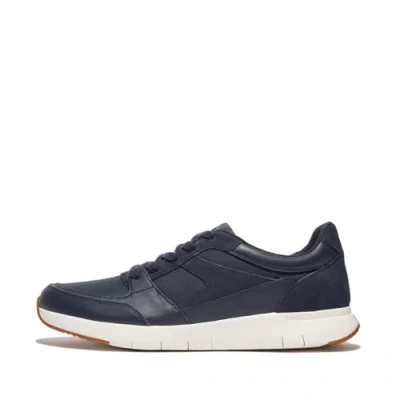 Image of Fitflop ANATOMIFLEX Mens Material Mix Panel Trainers Sneaker, Midnight Navy, 7 UK