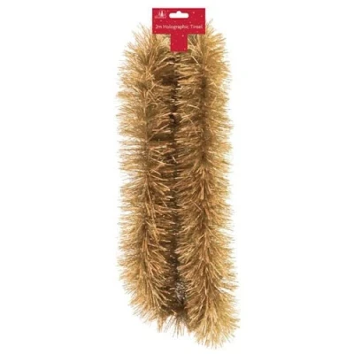 Image of Ditzy Doll LUXURY TINSEL HOLOGRAPHIC GOLD 2 Metre Thick Bushy Tree Decoration Christmas