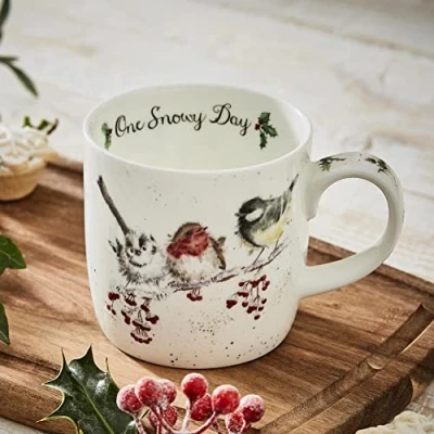 Image of Portmeirion Home &amp; Gifts MMOB5629 XS One Snowy Day Mug, Bone China, Multi Colour, 8.5 x 12 8 cm