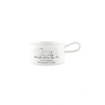 Image of East of India Porcelain Handled Tea Light Holder in a Box Cat makes the house home