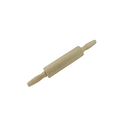 Image of Natural Solid Beechwood Wood Wooden Cylinder Round Rolling Pin Large and Small Pastry Dough Pizza Icing Chapati Kitchen Chef Catering Cooking Baking (Revolving End 23cm)