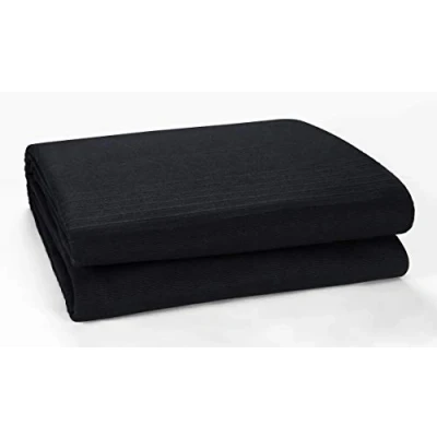 Image of EHC Classic Rib Cotton Throw, Sofa Settee Bed Throw Bedspread 250cm x (100&quot; 100&quot;) Fits 3 or 4 Seater King Size Bed, Black