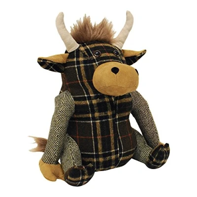 Image of Riva Paoletti Highland Cow Doorstop Heavyweight Sand Filling 100% Polyester 22 x 24 15cm (9&quot; 9&quot; 6&quot; inches) Designed in the UK, Brown