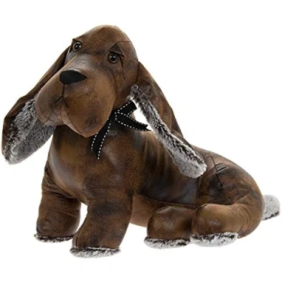 Image of Lesser &amp; Pavey Faux Leather Sitting Dachshund Sausage Dog Doorstop