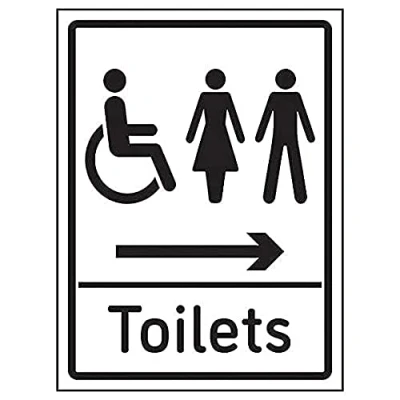 Image of V Safety Mixed Toilets Arrow Right 200mm x 300mm Self Adhesive Vinyl