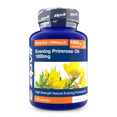 Image of Zipvit Evening Primrose Oil 1000mg, 120 Softgel Capsules, Pure Cold Pressed Oil, High in Omega 6 Gamma Linolenic Acid, Supports Women&#039;s Health