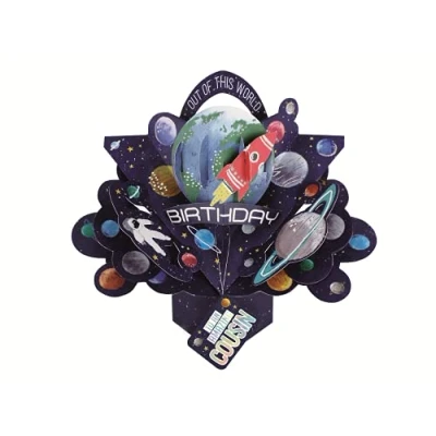 Image of Amazing Cousin Space Rocket Birthday Pop Up Greeting Card 3D Cards POP206MC14