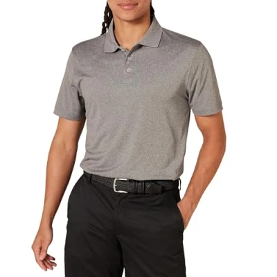 Image of Amazon Essentials Men&#039;s Slim Fit Quick Dry Golf Polo Shirt, Light Grey Heather, S
