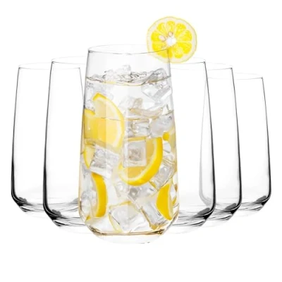 Image of Homiu Highball Drinking Tumbler Glasses Set of 6 480ML Crystal Glassware Florence Collection Dishwasher Safe