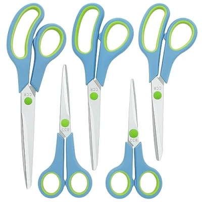 Image of CCR Scissors, Stainless Steel Soft Grip Multi Purpose Suitable for Home, Office and School, 5 Set.