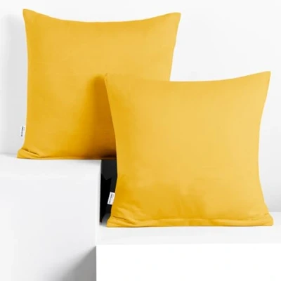 Image of DecoKing 2 Pillowcases 80 x cm Jersey Cotton Zip Yellow Amber