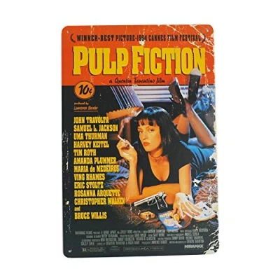 Image of DOGT Metal Tin Sign 8x12 inches Retro Pulp Fiction Movie Poster Sign, 8&quot;x12&quot;