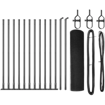 Image of vidaXL Fence Post Set of 2 Grey Powder Coated Steel 25 x 0.5 m