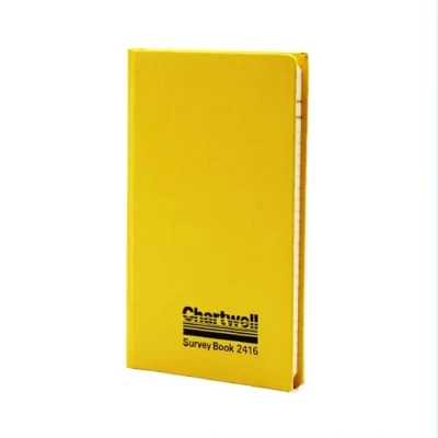 Image of Exacompta Ref 2416Z Chartwell Casebound Level Survey Book 192 x 120mm in Size, Excellent Strength When Wet, Ideal for Use Outside, Pre Printed Pages, Yellow
