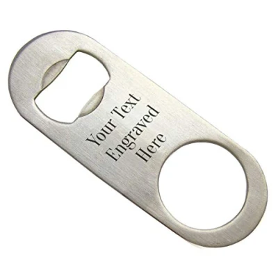Image of County Engraving Mini Stainless Steel Bar Blade Bottle Opener, Any Message Engraved Enter Your Own Custom Text