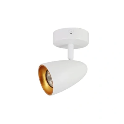 Image of EDO LED Ceiling Light OVO 1 White Gold IP20 GU10 Gold, Rotating Spotlight GU10, Spotlight, 230V, for Living Room Bedroom, Golden Ring EDO777236
