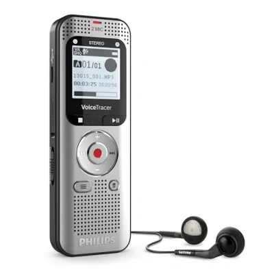 Image of Philips VoiceTracer Audio Recorder DVT2015, Stereo MP3, 8 GB internal memory, with Speech to Text Cloud Software