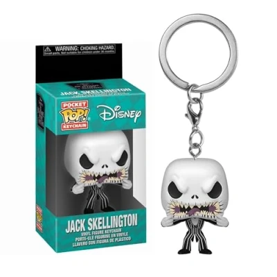 Image of Funko POP! Keychain: Disney the Nightmare Before Christmas Jack Skellington (scary Face) Collectable Vinyl Mini Figure Novelty Keyring Stocking Filler Gift Idea Official Merchandise