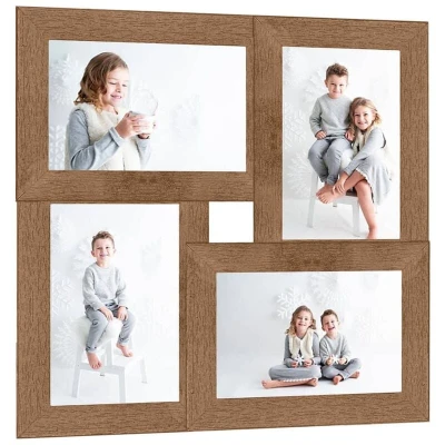 Image of vidaXL Collage Photo Frame for 4x(10x15 cm) Picture Light Brown MDF