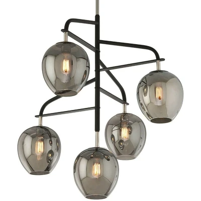 Image of Odyssey 5 Light Pendant Large Carbide Black &amp; Polished Nickel, Glass