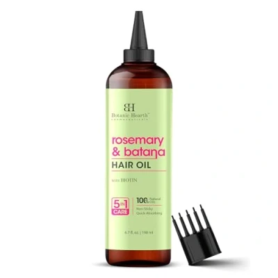 Image of Botanic Hearth Rosemary &amp; Batana Hair Oil 6.7 fl oz Revitalizing and Strengthening Treatment For Fuller, Healthier Looking Paraben Free All Types