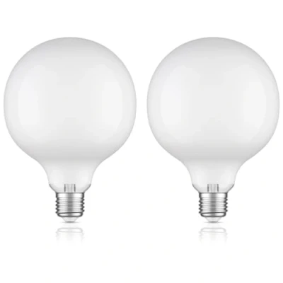 Image of ledscom.de 2 Pieces E27 LED Bulb, G125, Warm White (2700 K), 6.2 W, 845lm, Frosted Glass Extra matt