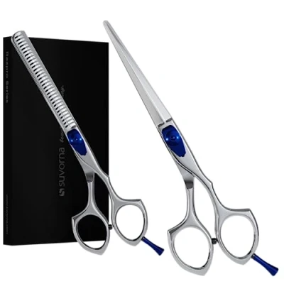 Image of Suvorna 5.5&quot; Hairdressing Scissors Professional with Thinning Right Hand Hairdressers Set, Hair Cutting Scissors, Barber (2 Pcs).