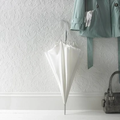 Image of Superfresco Paintable Large Scrolling Leaf Wallpaper