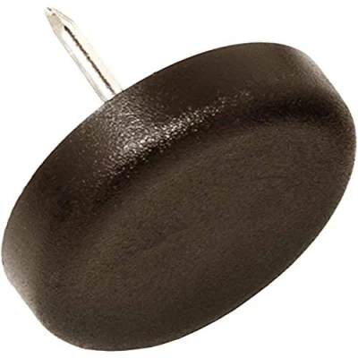 Image of Adsamm® / 32 x Glides in plastic with nail Ø 0,98&#039;&#039; (Ø 25 mm) brown round Premium quality furniture sliders by