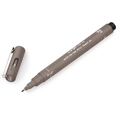 Image of Uni Pin Fineliner Drawing Pen Dark Grey Ink Brush Nib Single