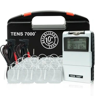 Image of TENS 7000 Digital Unit with Accessories and 48 Electrode Pads Muscle Stimulator for Back Pain Relief, General Neck Pain, Sciatica Nerve Relief