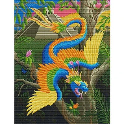 Image of Abillyn Embroidery Cross Stitch Kits Colorful Chameleon Stamped with Printed Pattern Starter Kit (Chameleon)