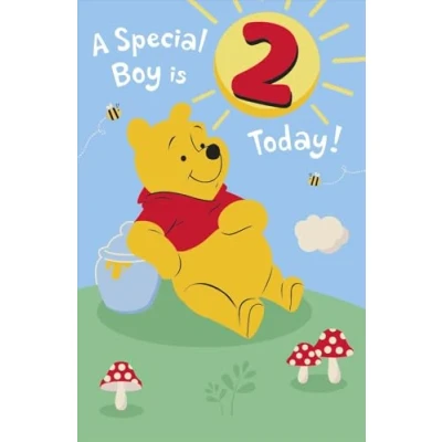 Image of WINNIE THE POOH AGE 2 BOY BIRTHDAY CARD.