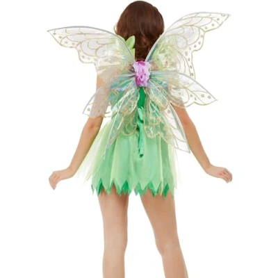Image of Smiffys Pretty Pixie Fairy Wings, Purple Iridescent, 86cm/34in, Fairytale, Wings and Wands Fancy Dress, Adult Dress Up Accessories