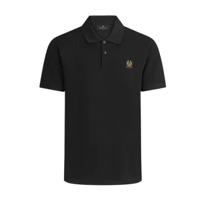 Image of Belstaff Mens Cotton Pique Chest Patch Polo Shirt L Black