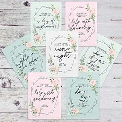 Image of Custom Personalised 48 x Printed Novelty This Entitles You to Tokens Vouchers. for Her, Valentines Day, Mothers Birthday