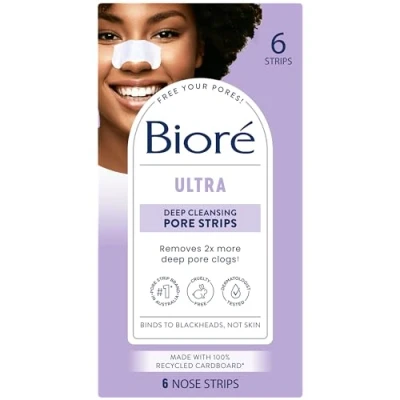 Image of Biore Ultra Pore Strips with Glycerin,6 Count (Pack of 1),package may vary