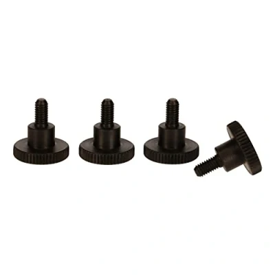 Image of PrecisionGeek Black Steel M4 x 10mm Knurled Shoulder Thumb Screws DIN 464 (Set of 4)