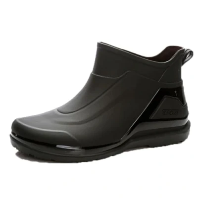Image of AUXDIQ Wellington Boots Men Short Ankle Wellies Waterproof Rain Outdoor Garden Shoes Black 7 UK