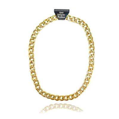 Image of Navoys Gold Gangster Chain 81cm Chunky Fake Necklace Great for Fancy Dress Rapper, Chav, Hip Hop, Granny Costumes, Unisex Billionaire Boy Accessory