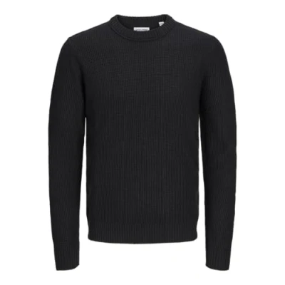Image of Jack &amp; Jones Jjroy KNIT CREW NECK Jumper, Men&#039;s, Size: Medium, Black