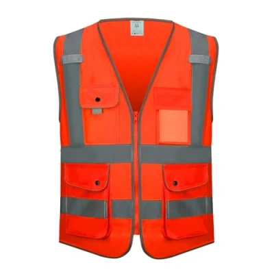 Image of KANMORE Safety Vest High Vis Orange, EN ISO 20471, 7 Visibility Snap Button Pockets, Reflective &amp; Washable for Construction and Personal (Orange, XL)